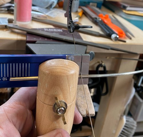 Susan LeGuyader's Quick Ring Shank Sizing - , Tools For Wire Jewelry, , Insert the saw into the slot and cut your metal